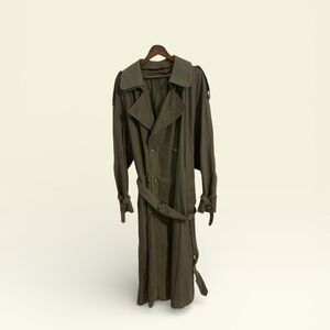 VTG Evan Picone Men's Olive Trench Coat-44L- 100% Cotton